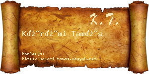 Körömi Tamás névjegykártya