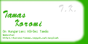 tamas koromi business card